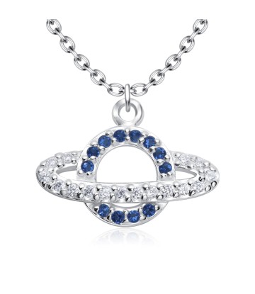 Chic Saturn with CZ Silver Necklace SPE-5237